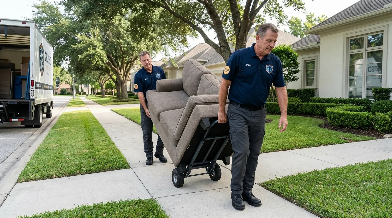 Local residential moving crew loading furniture in Oil City, PA