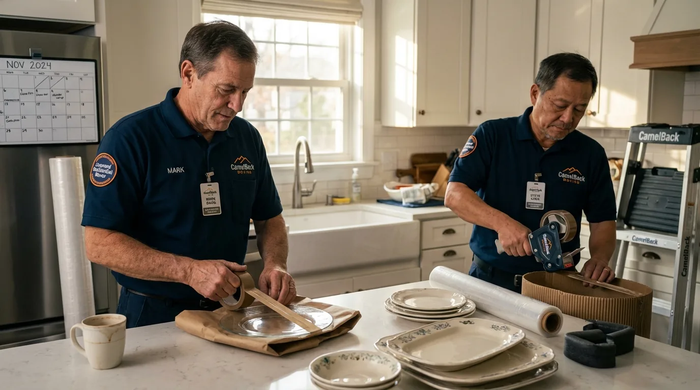 Professional crew packing kitchen dishware in Oil City, PA