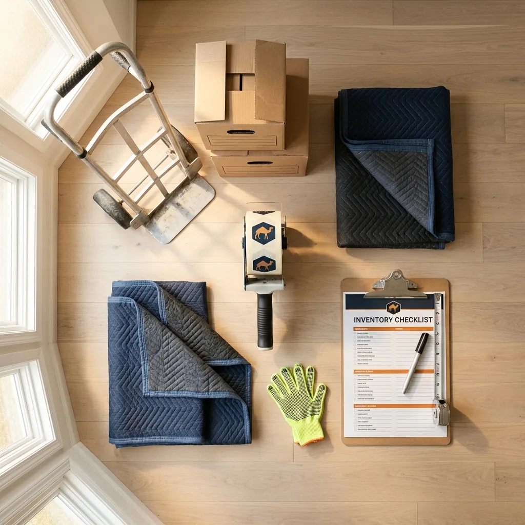 Professional moving supplies and packing materials layout for Oil City residential relocations
